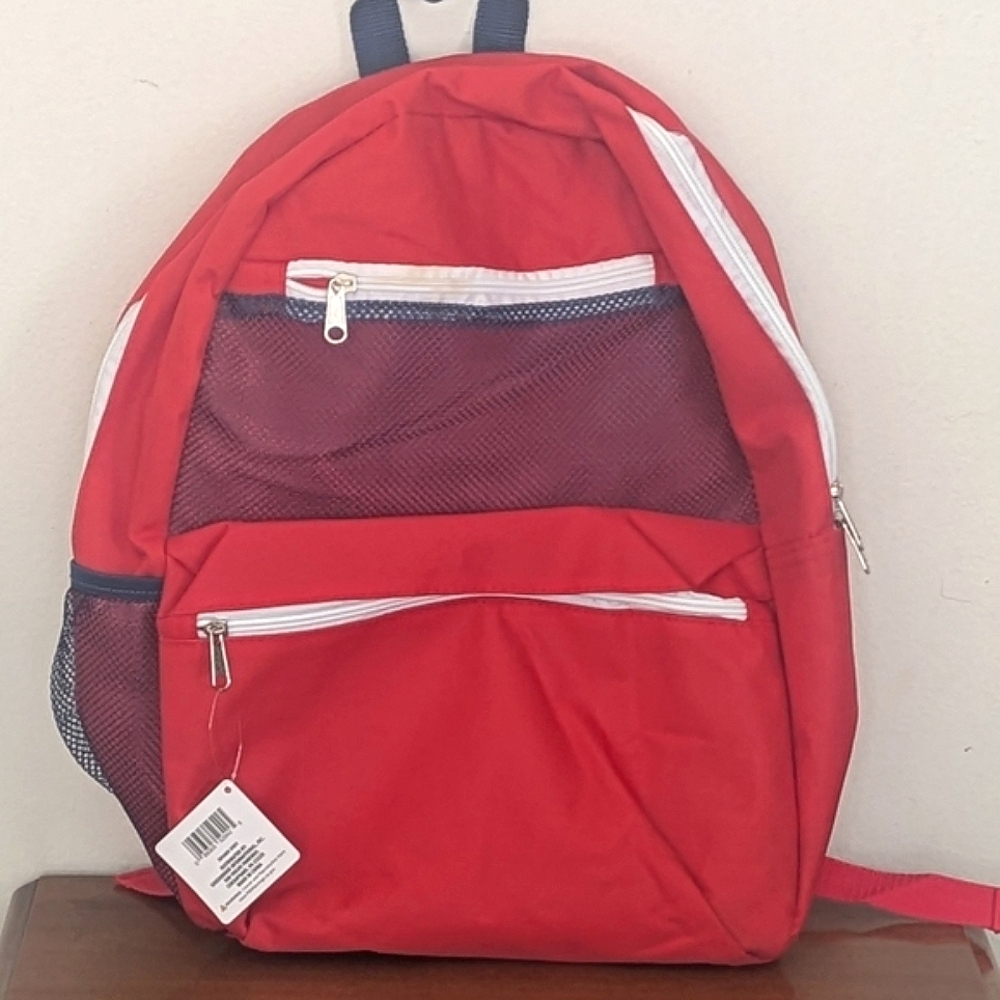 NWT Red Backpack with White Zipper